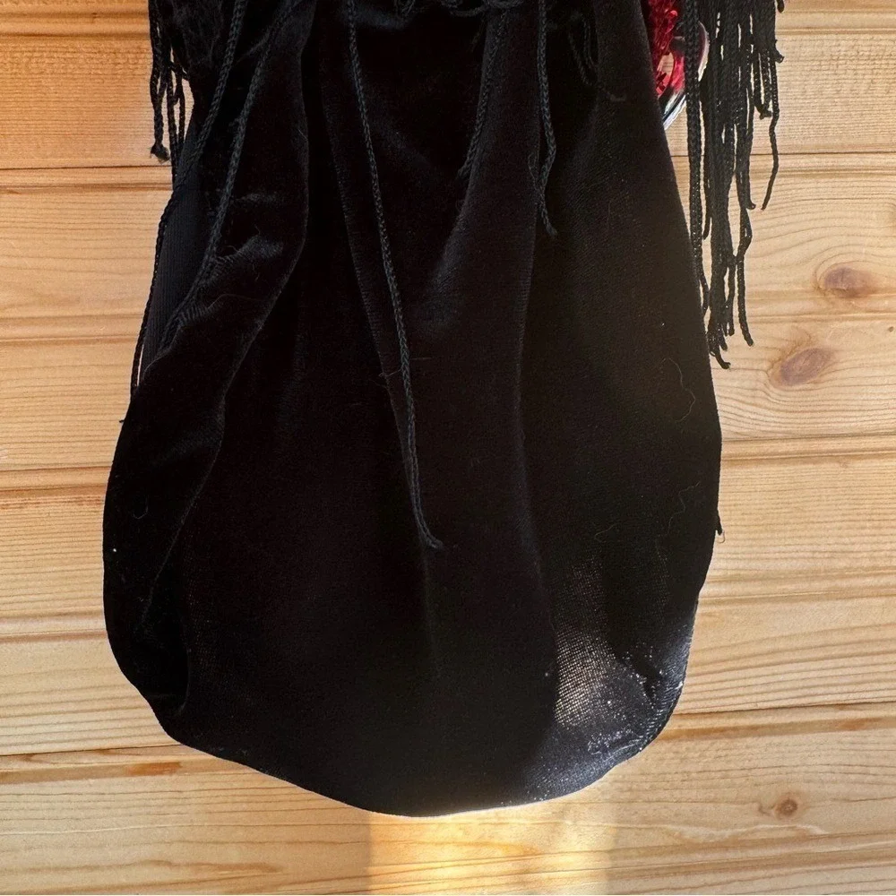 Leo's Costume Leotard Red Black Fringe Sequins Large Dance Tap Jazz Halloween